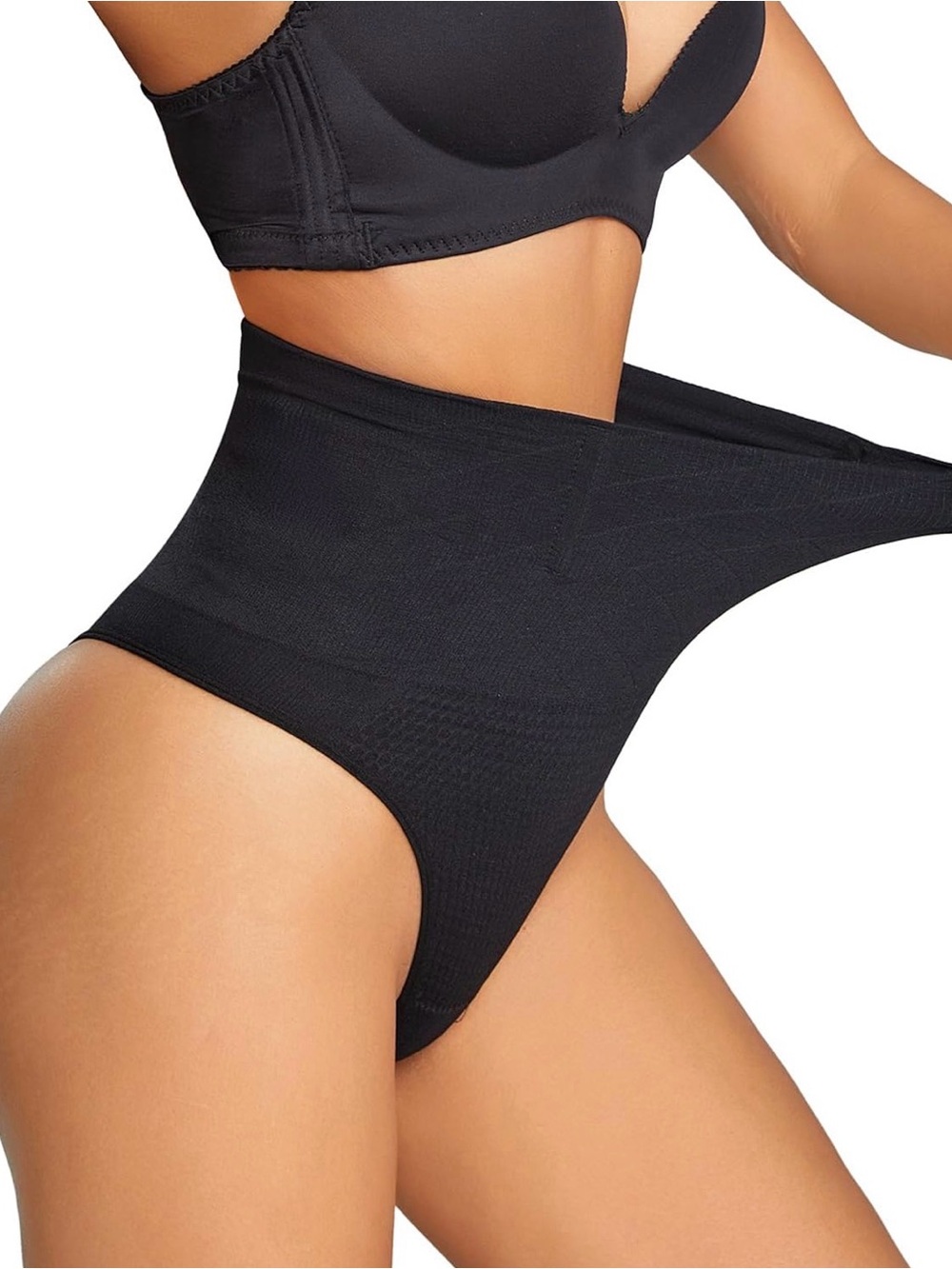 Dulchany Thong Shapewear Tummy Control Underwear Body Shaper for Women Black S